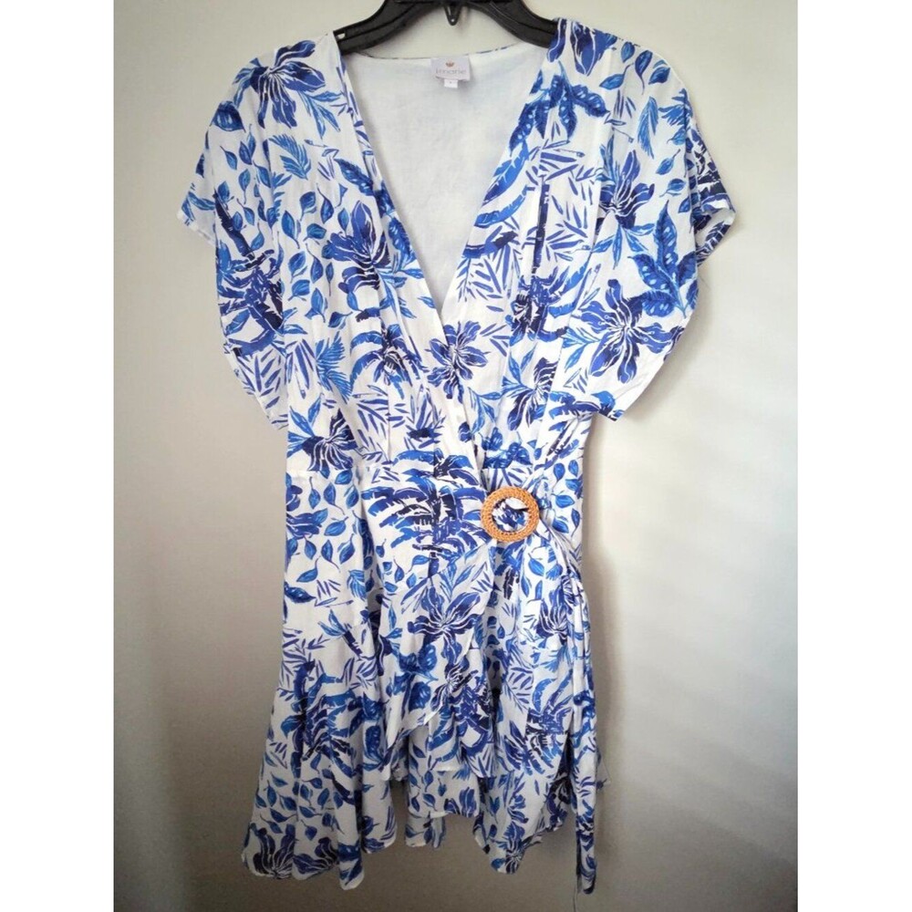 Like New Boho J.Marie Blue and White Floral Romper | Size L